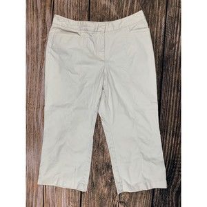 Madison Studio Women's size 10 Cotton Blend Ivory Cropped Pants Straight Leg